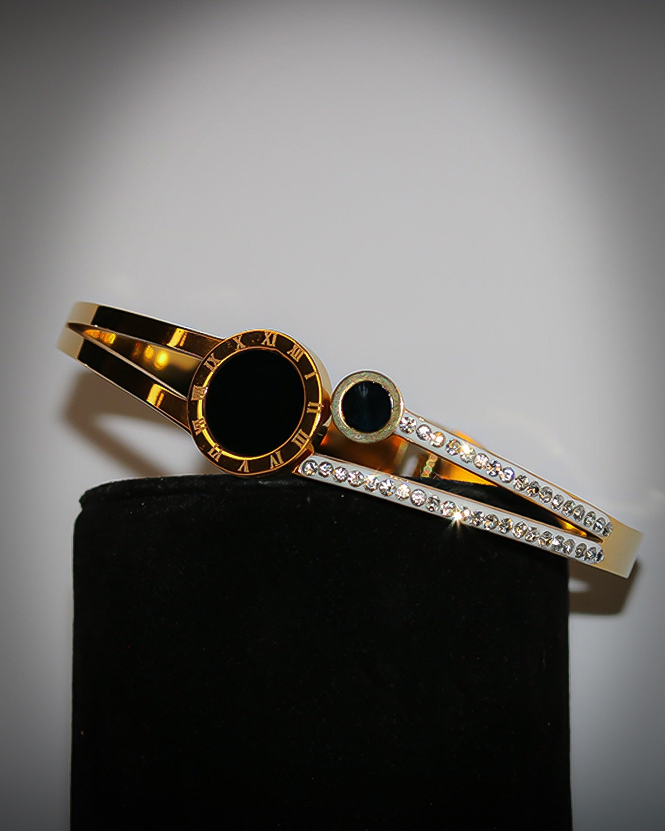 Cartier Gold Plated Black Stone Bangle