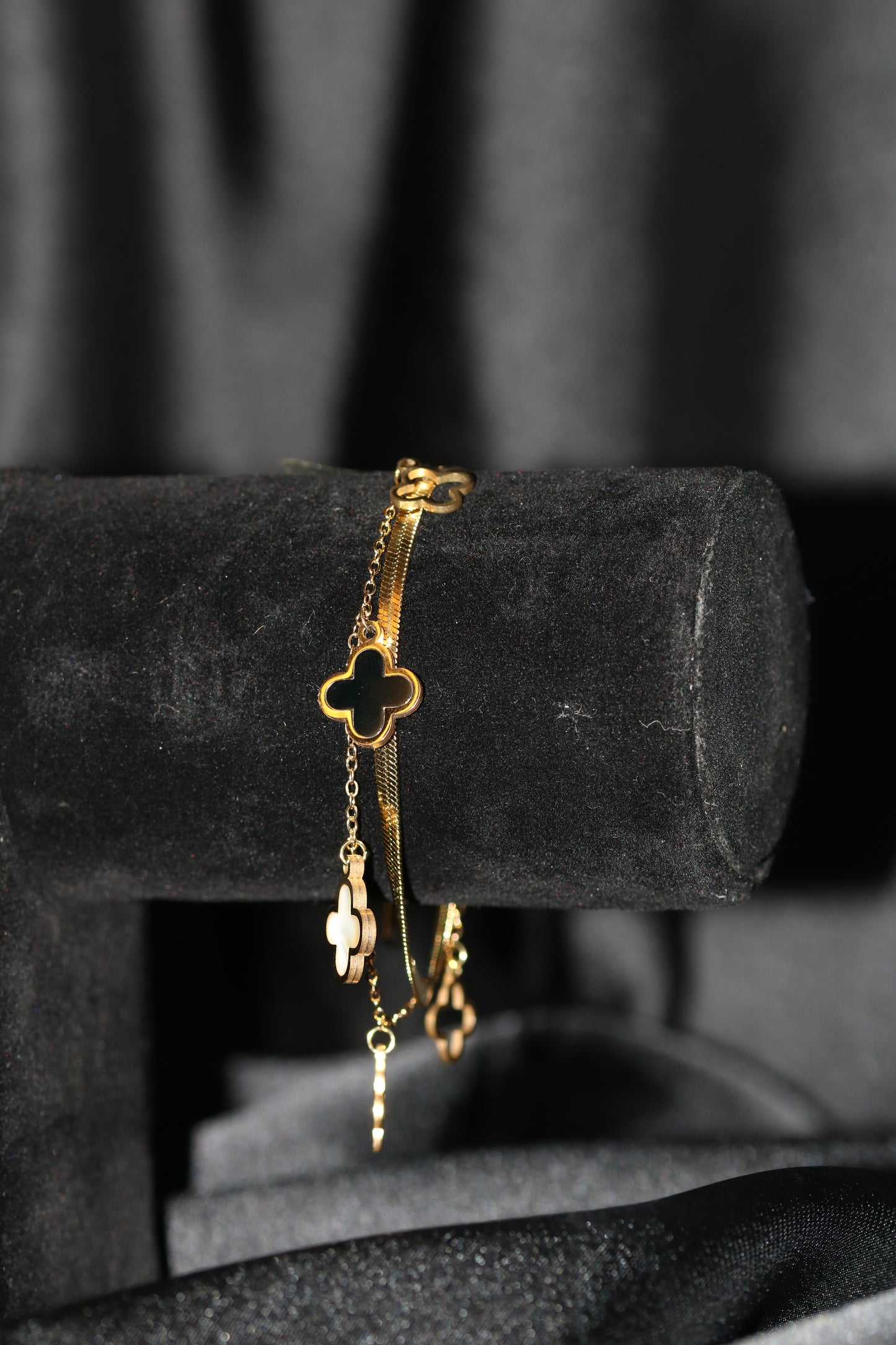 Double Layer Clover Charm Bracelet