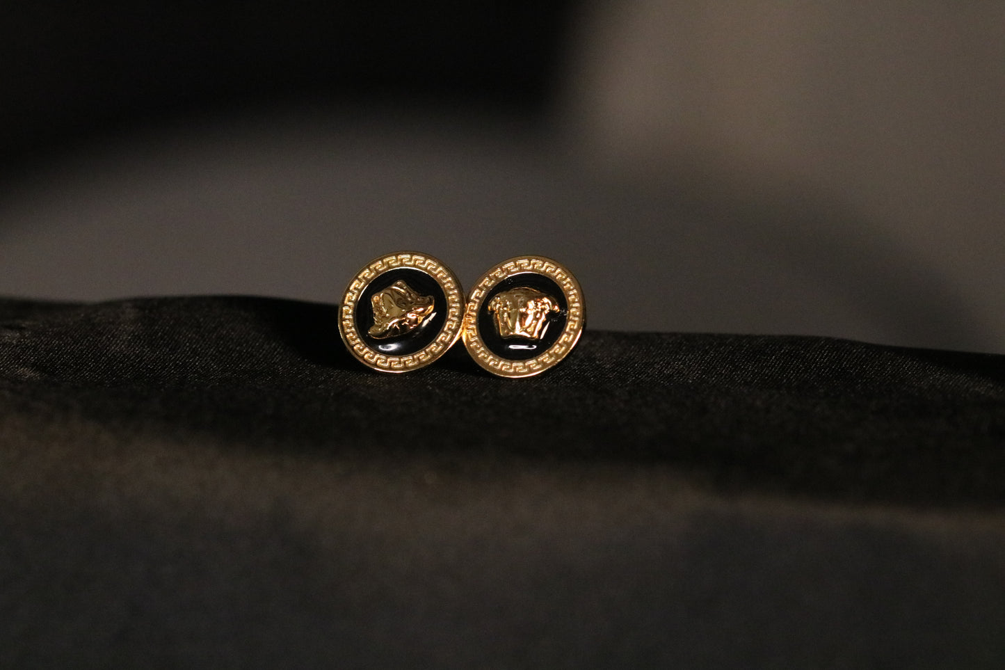 Black and Gold Versace Earrings