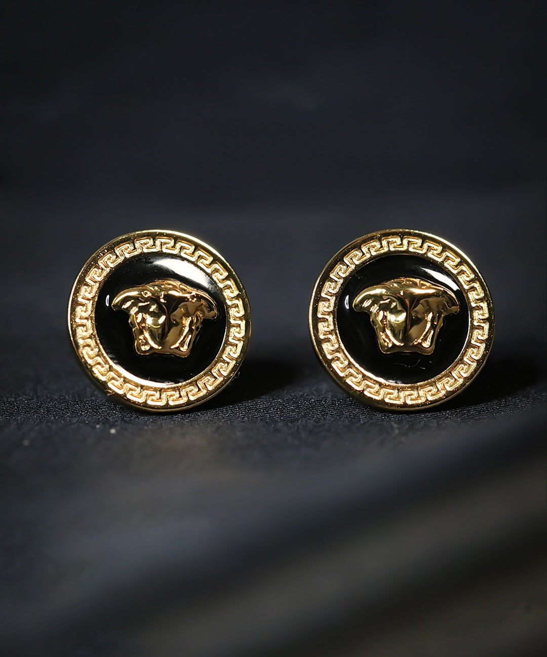 Black and Gold Versace Earrings