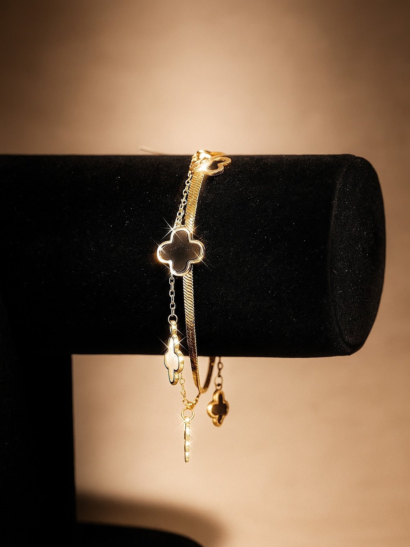 Double Layer Clover Charm Bracelet