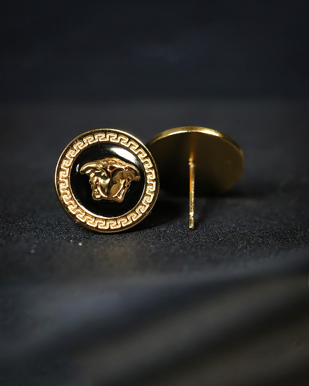 Black and Gold Versace Earrings